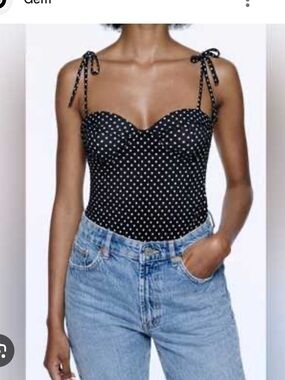 Zara Black and White Polka Dot Sleeveless Top